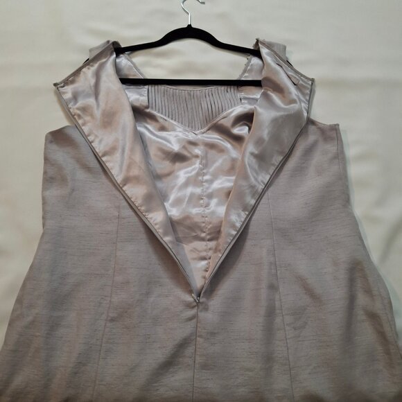 Jaques Vert Mermaid Midi Evening Dress Size 22 Silver Taffeta Satin Lined - Picture 8 of 16